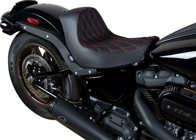 Solo Seat - Double Diamond - Red Stitching - FL/FX '18-'23