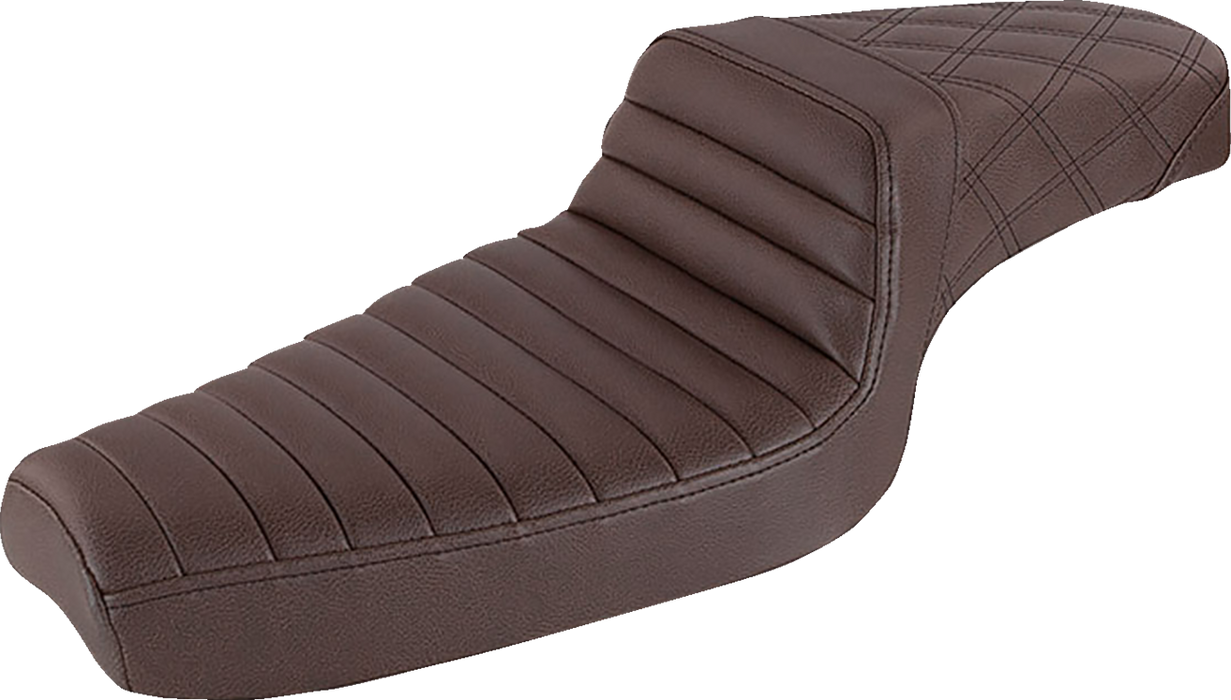 Step-Up Seat - Front Tuck-n-Roll/Rear Lattice Stitch - Brown
