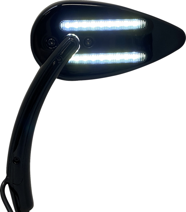 Mirrors - Side View - with LED Turn Signal - Black - Pair