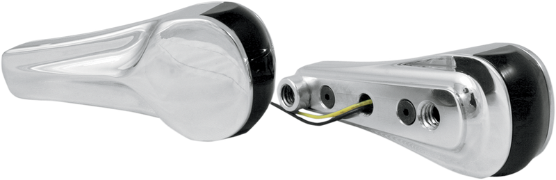 Turn Signals - LED - Front - Finned - Chrome