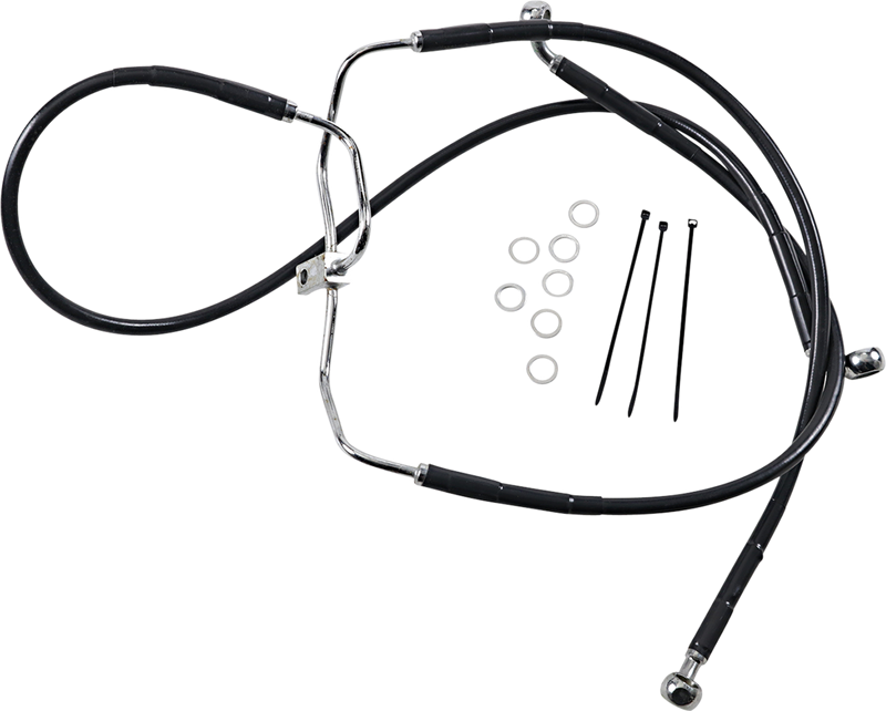 Brake Line - Front - Black - +8" - FXDF '08-'17