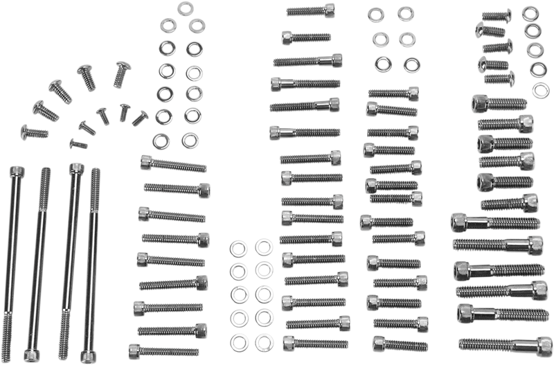Bolt Kit - Complete Motor - Knurled/Socket-Head - Black/Chrome - '07-'16 Touring