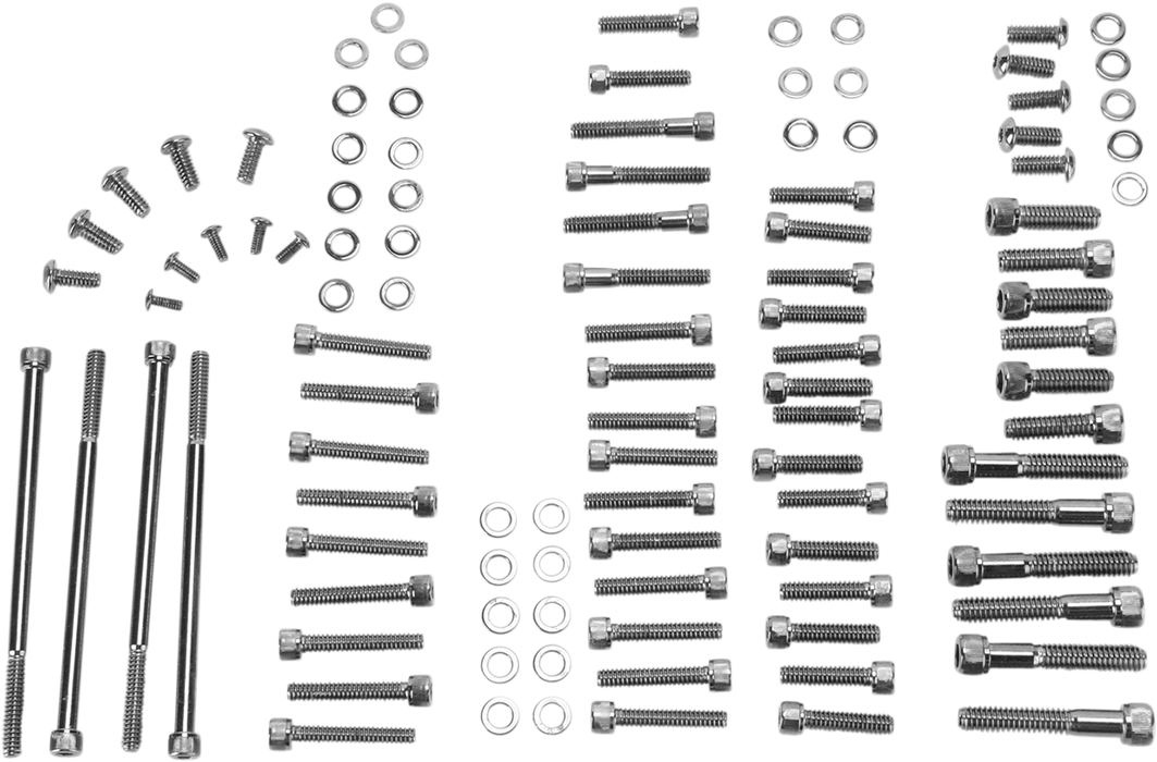 Bolt Kit - Complete Motor - Knurled/Socket-Head - Black/Chrome - '07-'16 Touring