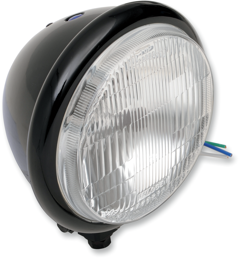 Bottom Mount H4 Headlight - 5-3/4" - Black