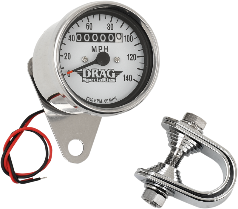 2.4" MPH Mini LED Mechanical Speedometer/Indicators - Chrome Housing - White Face - 2240:60
