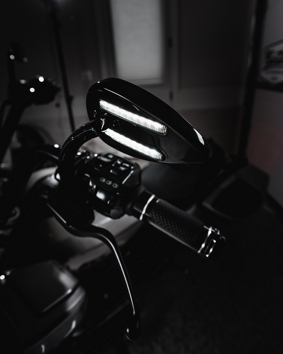 Mirrors - Side View - with LED Turn Signal - Black - Pair