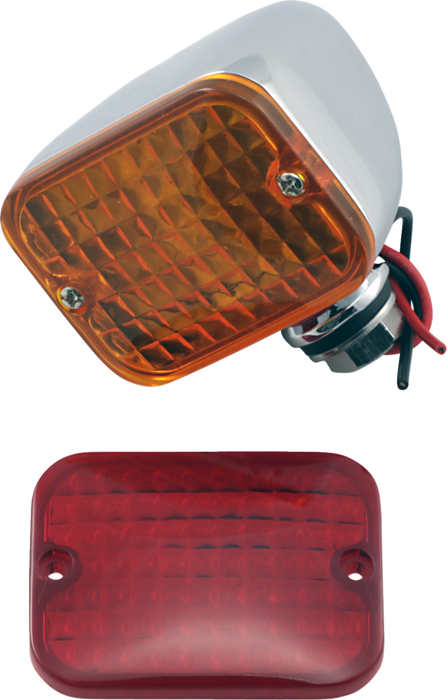 Rectangular Market Light - Single Filament - Amber/Red