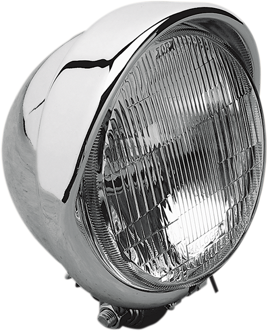 Headlight with Visor- H-4 - 5-3/4" - Chrome