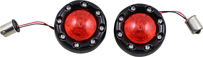 Bullet Turn Signal 1156 - Black - Red Lens