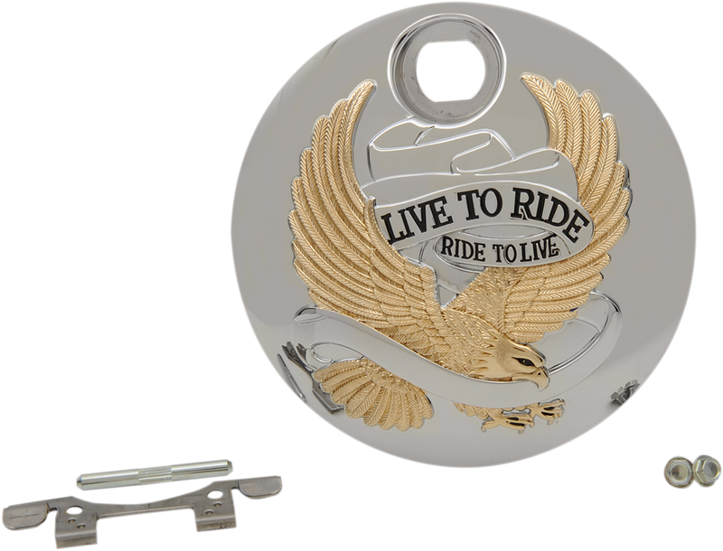 "Live to Ride" Console Door - Chrome with Gold