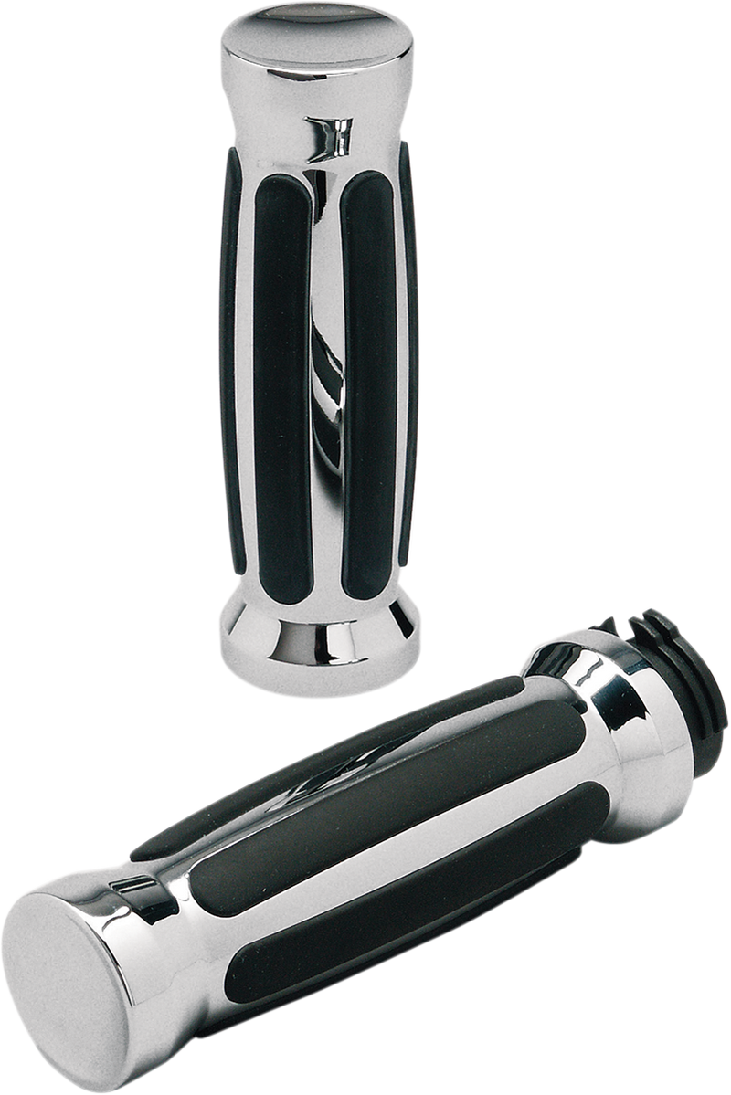 Custom Straight Rubber Grips - Chrome