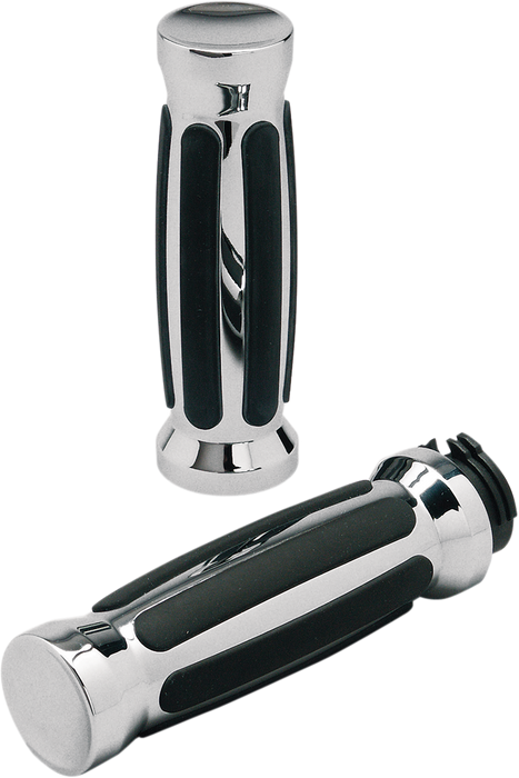 Custom Straight Rubber Grips - Chrome