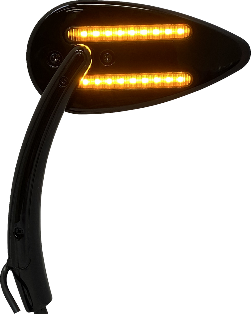 Mirrors - Side View - with LED Turn Signal - Black - Pair