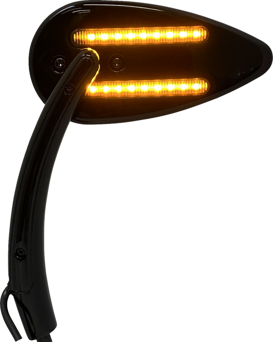 Mirrors - Side View - with LED Turn Signal - Black - Pair