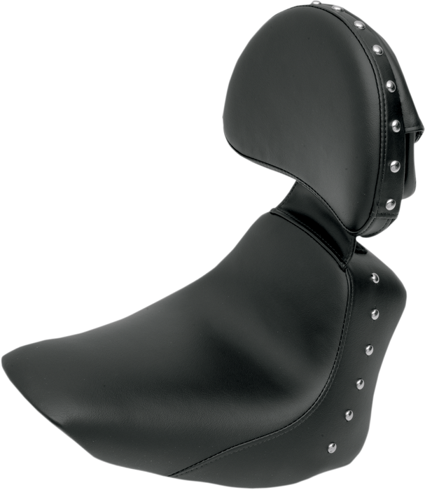 Heels Down Solo Seat - With Backrest - Studded - Black - FLSTC