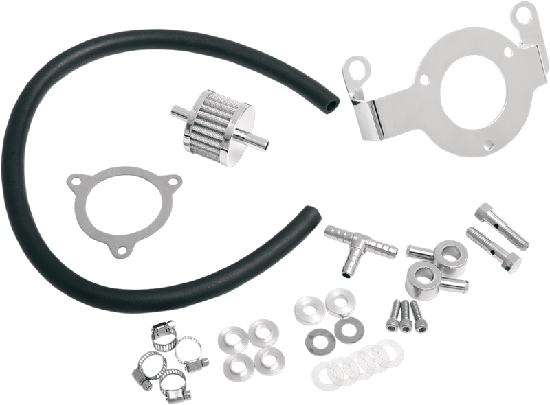 Crankcase Breather with Support Bracket Kit - Dyna/Softail/Touring/Trike
