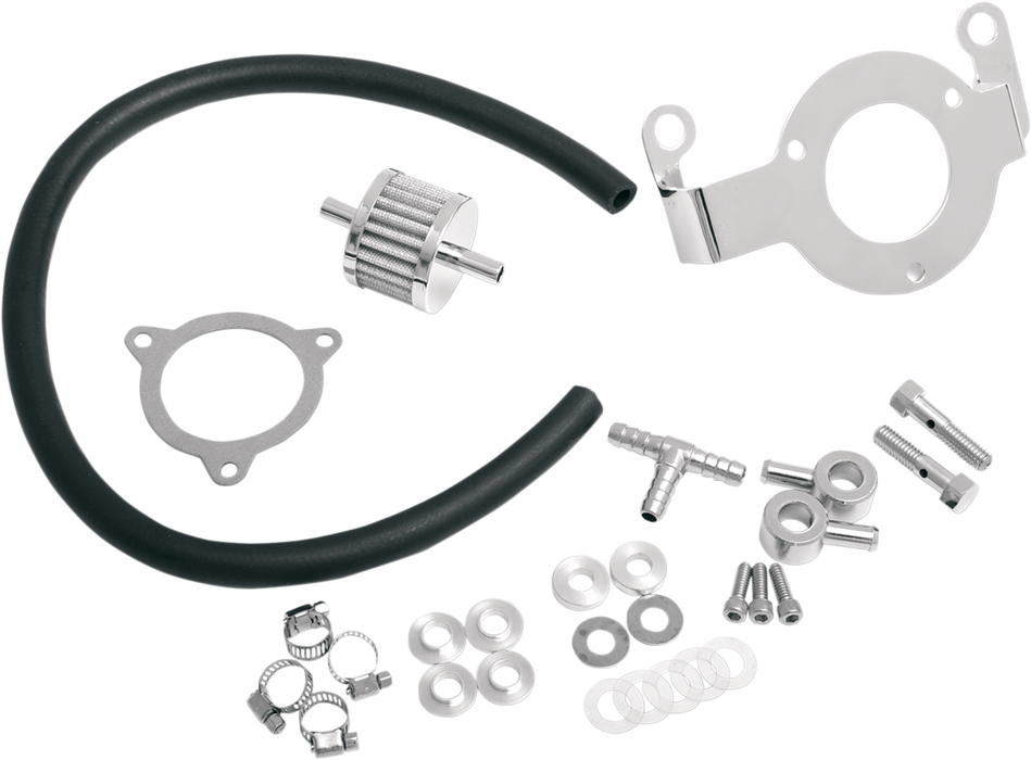 Crankcase Breather with Support Bracket Kit - Dyna/Softail/Touring/Trike