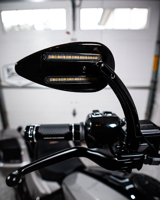 Mirrors - Side View - with LED Turn Signal - Black - Pair