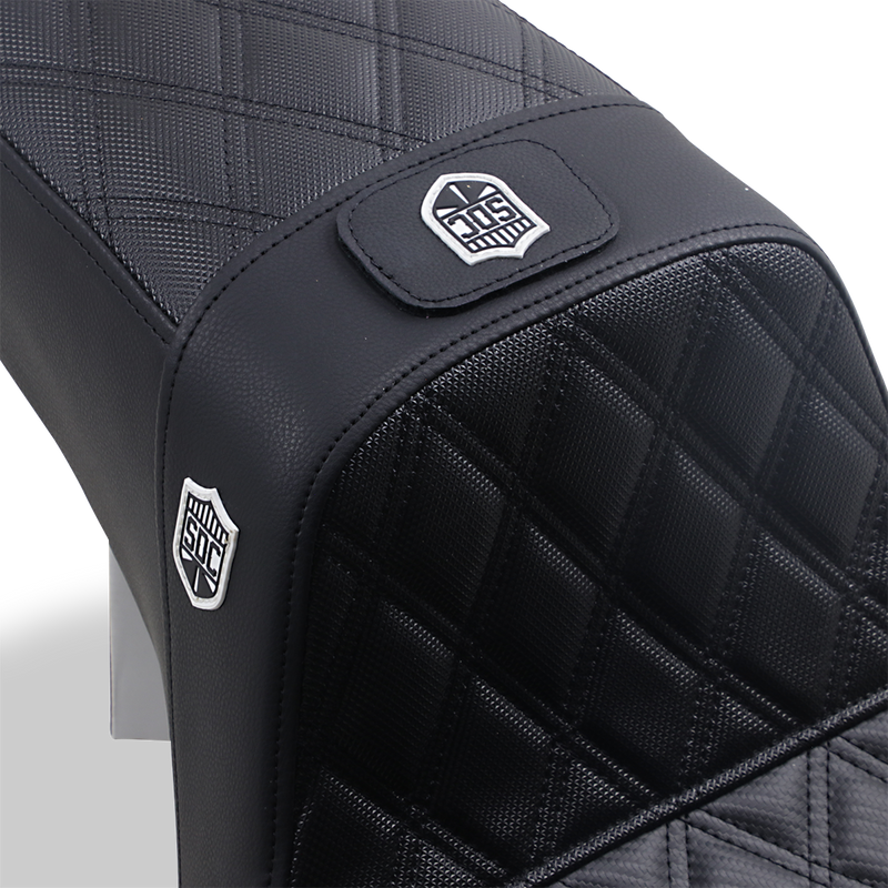 Pro Series SDC Performance Seat - w/ Backrest - Lattice Stitch/Lumbar Gripper - FLD/FXD '06-'17