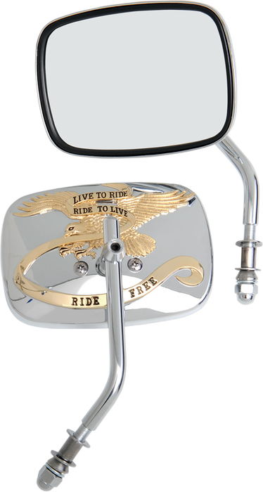Mirrors - Live To Ride - Side View - Rectangle - Chrome - Pair