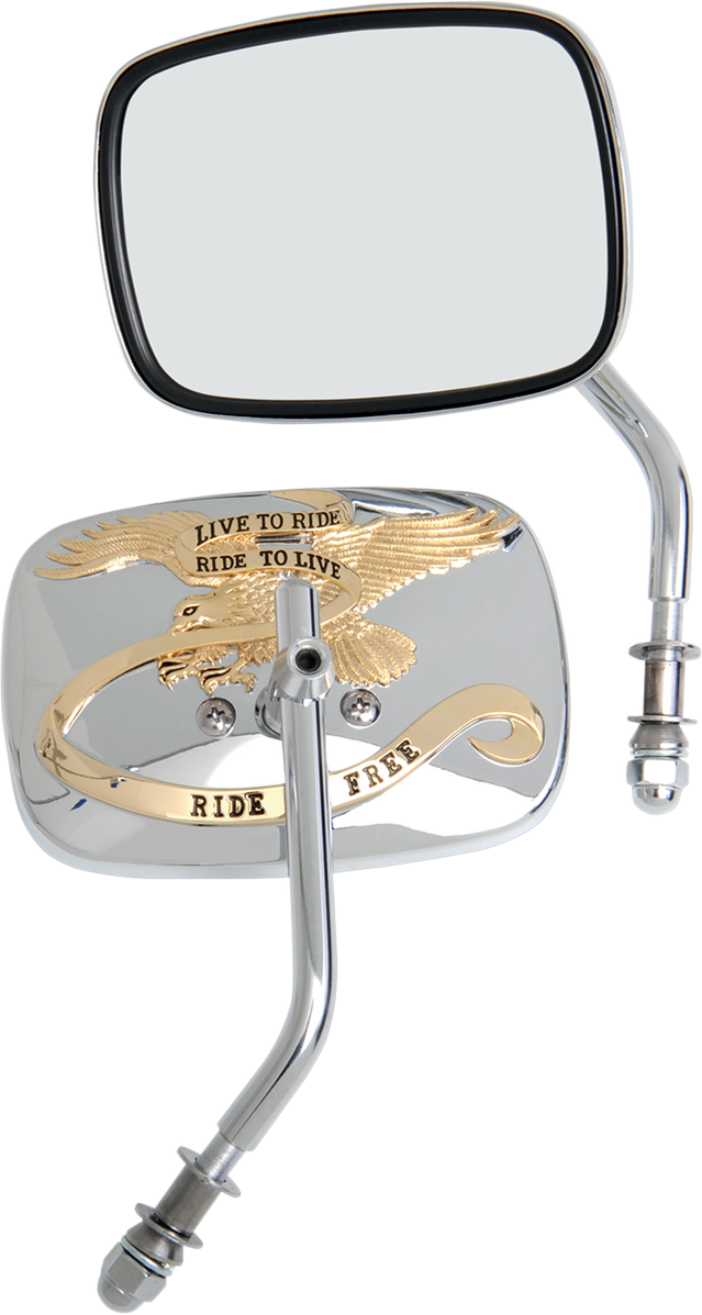 Mirrors - Live To Ride - Side View - Rectangle - Chrome/Gold - Pair ...