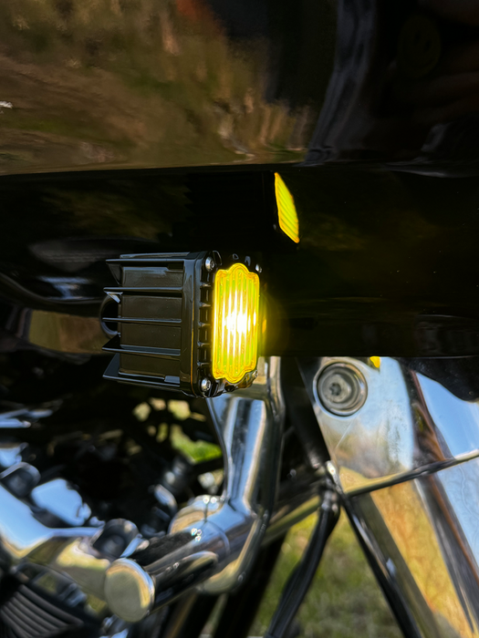 Shark Demon Selective Yellow LED Front Turn Signals for Road Glides