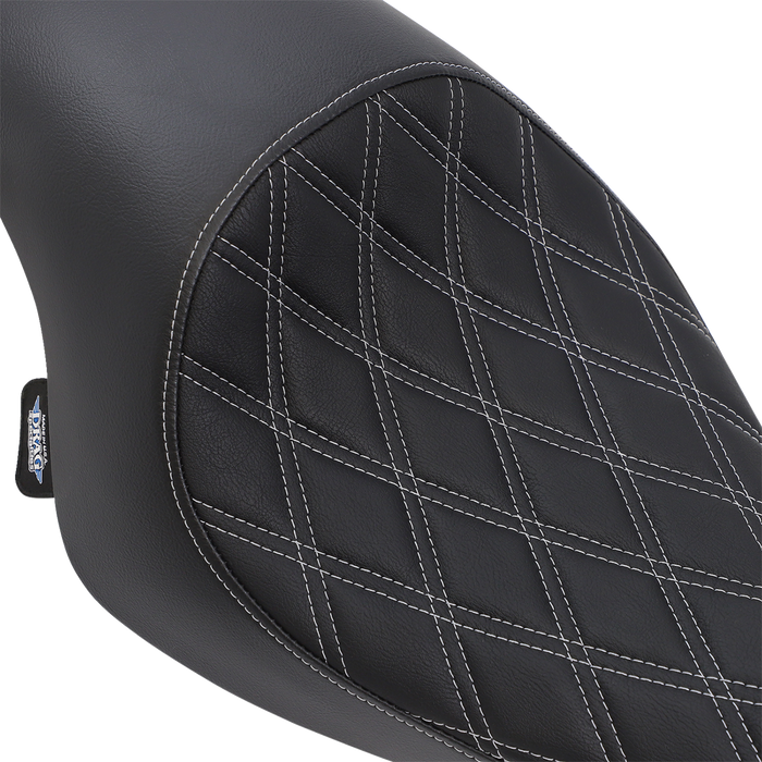 3/4 Solo Seat - Double Diamond - Black w/ Silver Stitching - XL '04-'22