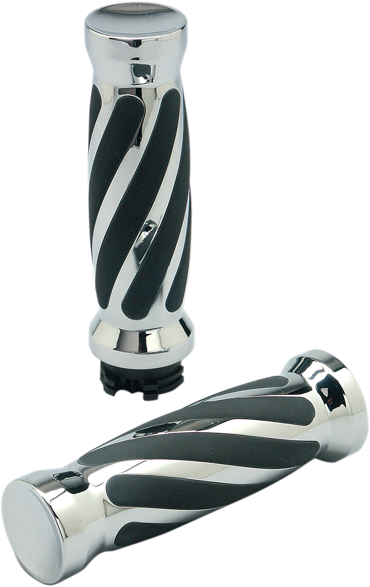 Custom Twisted Rubber Grips - TBW - Chrome