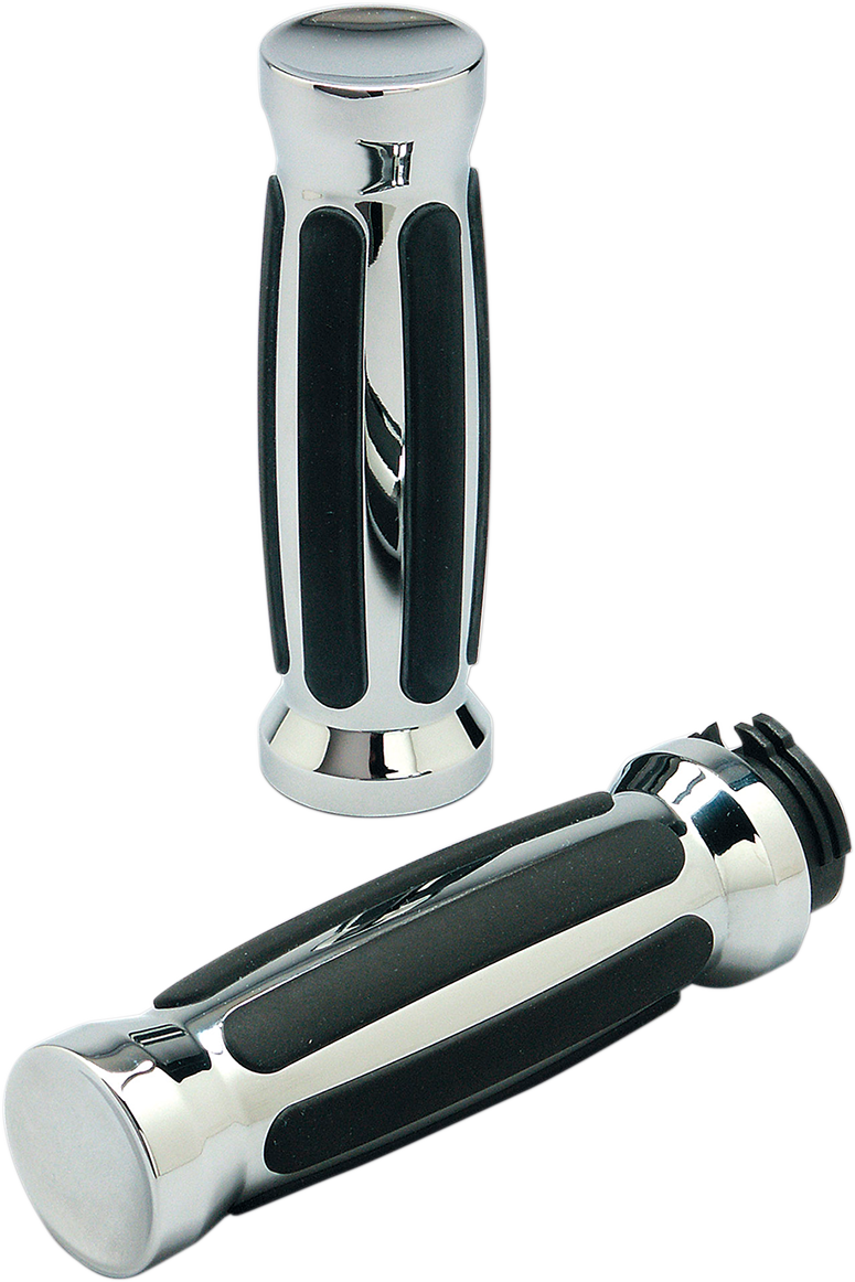 Custom Straight Rubber Grips - TBW - Chrome