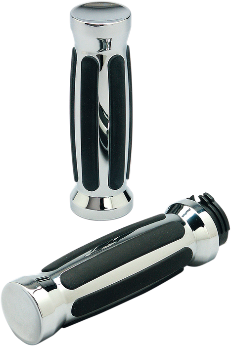 Custom Straight Rubber Grips - TBW - Chrome