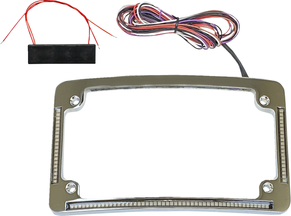 License Plate Frame - Red/White LED - Chrome