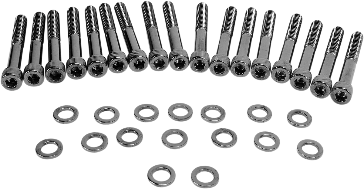 Bolt Kit - Primary Cover - Knurled - Black/Chrome - '04-'21 Sportster