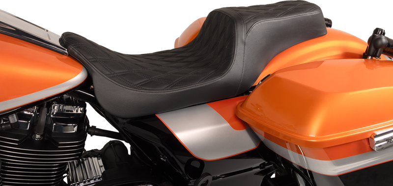 Predator 1Up Seat - Vinyl - Double Diamond Black Stitch - FLH '08-'23