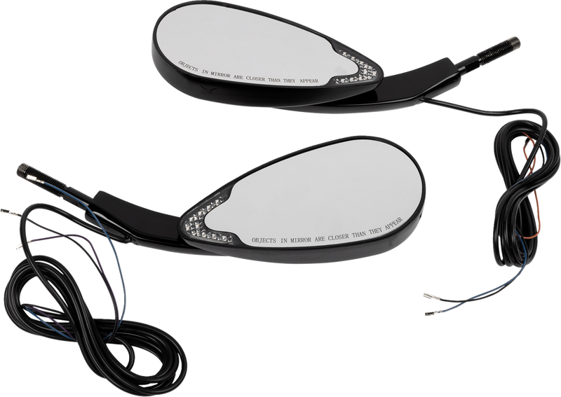 Mirrors - Side View - with LED Turn Signal - Black - Pair