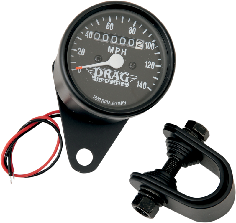 2.4" MPH Mini LED Mechanical Speedometer/Indicators - Black Housing - 2:1 - Black