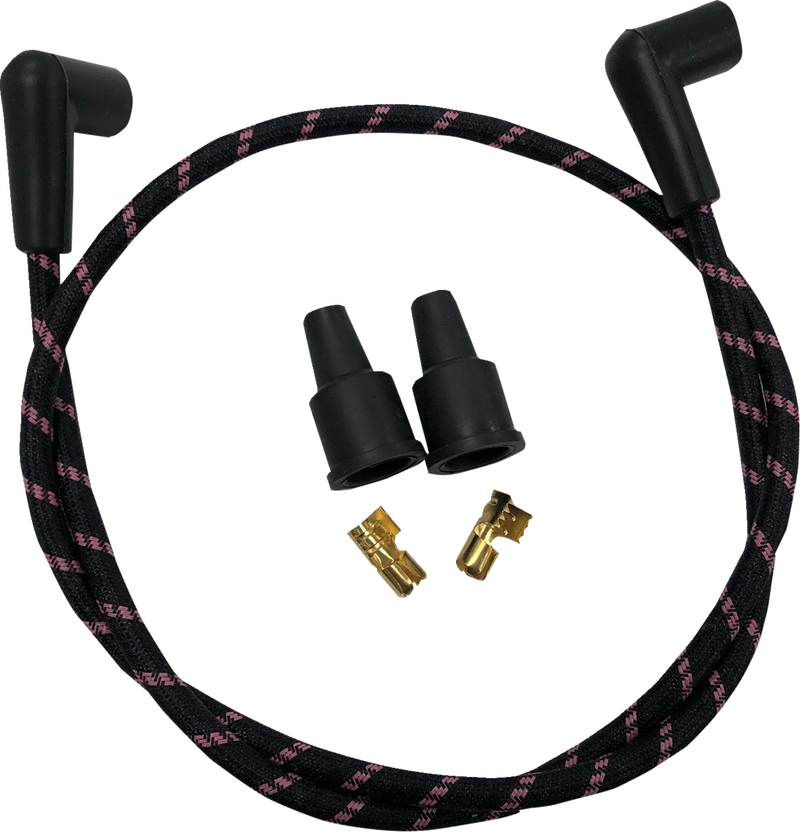 Plug Wires - Braided - Black/Pink