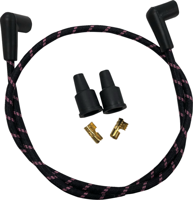 Plug Wires - Braided - Black/Pink