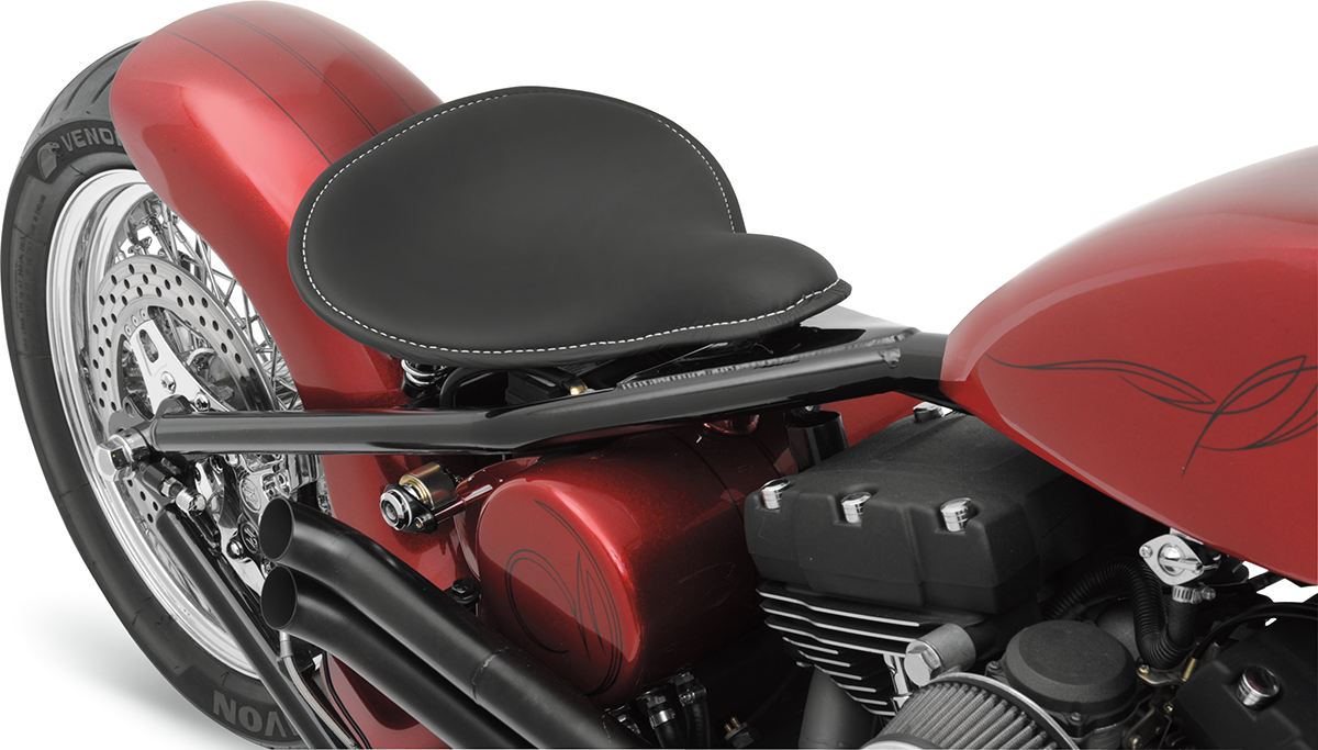 Spring Solo Seat - Large - Low-Profile - Black w/ White Perimeter Stitch