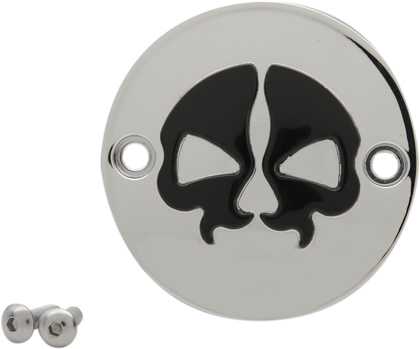 Points Cover - Chrome - Black Skull - 2 Hole - M8