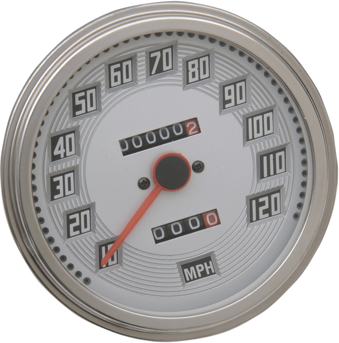 5" MPH FL-Style 2:1 Speedometer with Tach - Billet Look White Face