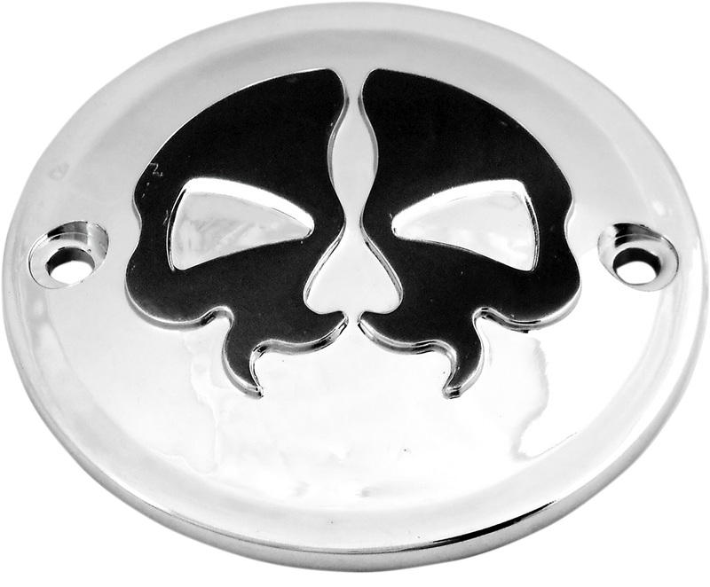 Points Cover - Chrome - Black Skull - 2 Hole
