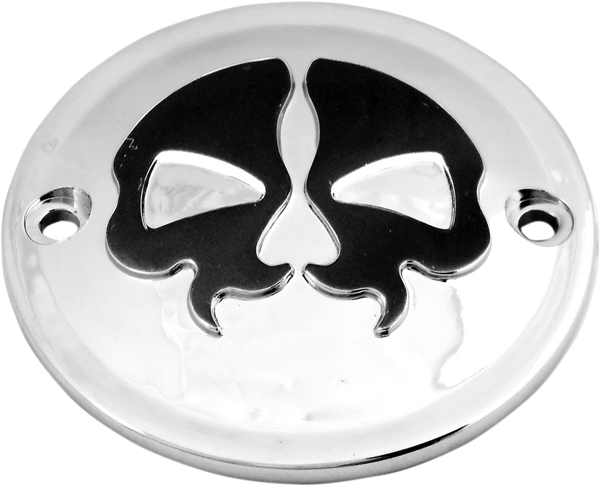 Points Cover - Chrome - Black Skull - 2 Hole