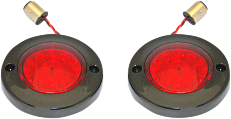 LED Flat Turn Signals - 1156 - Black - Red Lens