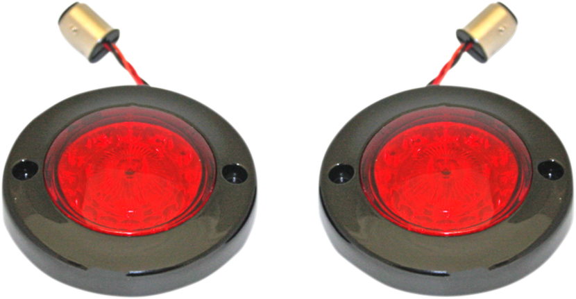 LED Flat Turn Signals - 1156 - Black - Red Lens