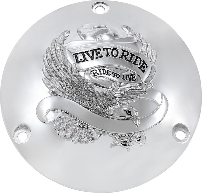 Live to Ride Derby Cover - 3 Hole - Chrome