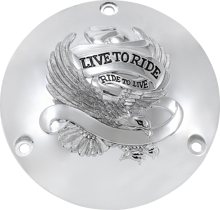 Live to Ride Derby Cover - 3 Hole - Chrome