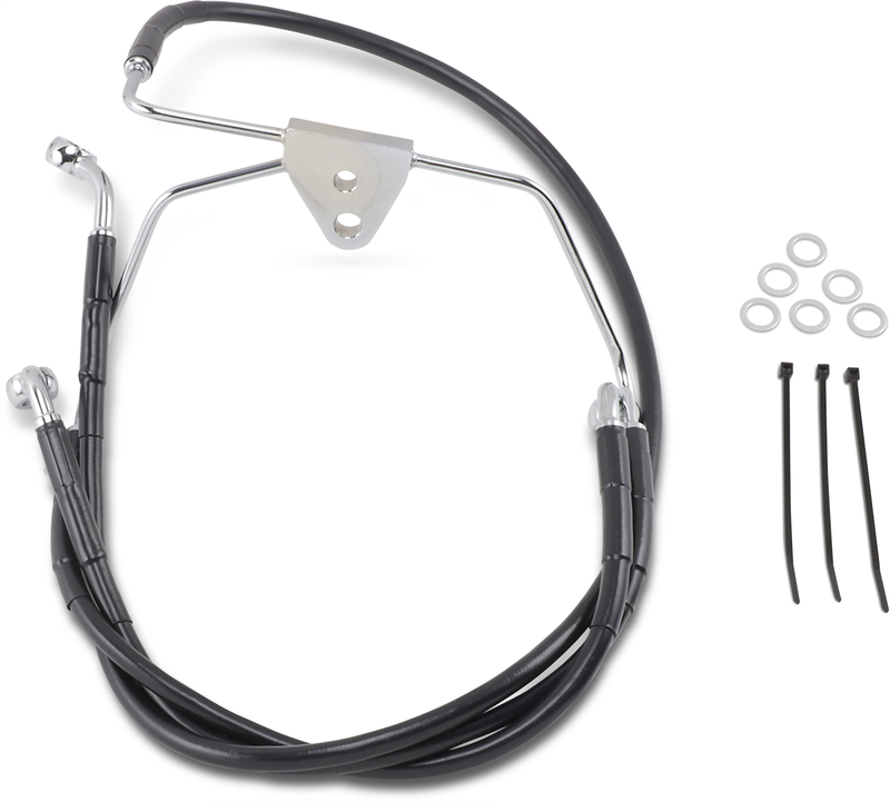 Brake Line - Front - Black - +8" - FLH '96-'07