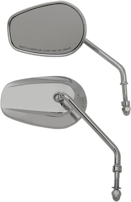 Mirrors - OEM/Replacement - Side View - Teardrop - Long Stem - Chrome - Pair