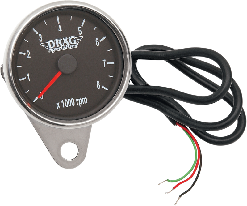 Mini Electronic Tachometer - Polished - Backlit LED Black Face - 2.4"