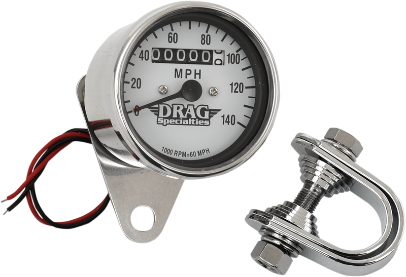 2.4" MPH Mini LED Mechanical Speedometer/Indicators - Chrome Housing - White Face - 1:1